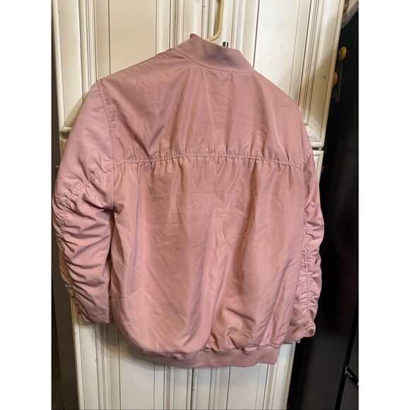 ZARA Girls Full Zip Ruched Long Sleeve Bomber Jacket Pink Size 11-12 - Picture 2 of 8
